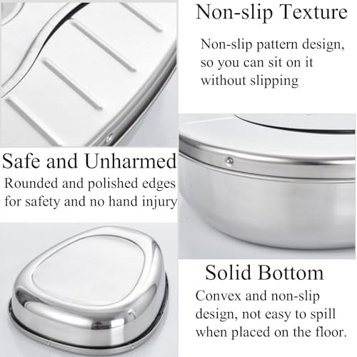 Stainless Steel Bedpans for Elderly Men and Women Easy to Clean Bed Pans for Hospital Home Adult Stainless Steel Bed pan with A Roll of Garbage Bags