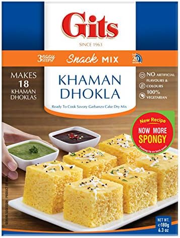 Gits Instant Khaman Dhokla Snack Mix, 1080g (Pack of 6 X 180g Each)