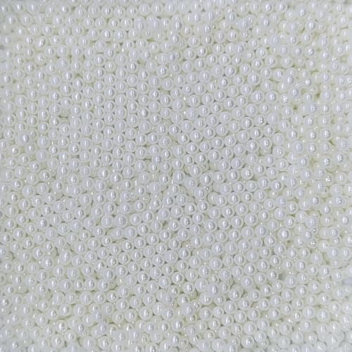 Edible White Pearl Sugar Sprinkles Candy 4mm Mini Pearls Cake Decorations Cupcake Toppers Cookie Decorating Perfect for Wedding Party Valentine Halloween Christmas Supplies 3OZ
