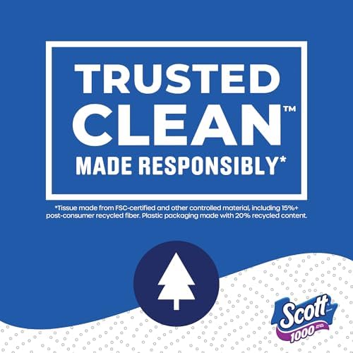 Scott 1000 Trusted Clean Toilet Paper, 32 Rolls, Septic-Safe, 1-Ply Toilet Tissue