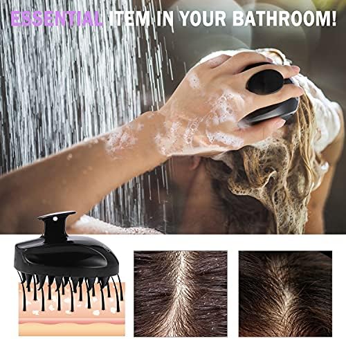 Sosoon Scalp Massager Shampoo Brush, Hair Scalp Scrubber Shower Hair Brush Head Massager for Stress Relax Hair Growth, Dandruff Brush Scalp Exfoliator for Women Men Kids Pets, Black
