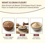 Darsa Organics Gram Flour - 2 lb Besan, Premium Grade USDA Organic Certified Chickpea Flour for Baking, Cooking & Skin Care, Chemical Free, Non-GMO, Vegan, Kosher, Ideal for Gluten Free Diets & Face Masks