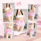 Littleforbig Washable Reusable Waterproof Ruffled Lace Bow Pretty in Pink Satin Over Adult Diaper Cover M