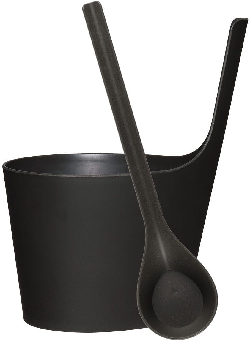 Pisara Speckled Dark Grey Sauna Bucket & Ladle Set