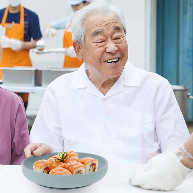 FOMIYES Suction Plates for Elderly 2pcs Silicone Spill-Proof Feeding Plates Suction Cups Nonslip Design for Disabled Seniors for Self-Feeding and Reducing Spills