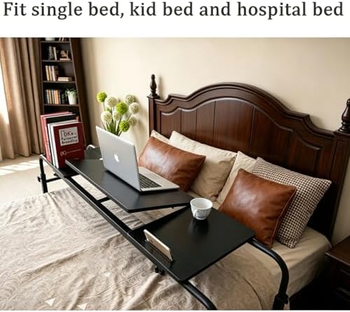 Overbed Bedside Table Over The Bed Table with Wheels Height Adjustable Medical Tilt Top Hospital Bed Table Laptop Standing Lap Desk Cart Table Stand for Bed Hospital Home Office Use Bed Trays Desk