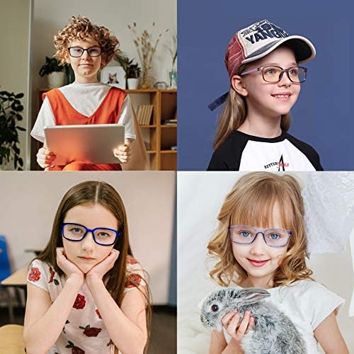 Blue Light Blocking Glasses,Unbreakable Frame Ultra-Light Computer Glasses for Kids Age 3-12