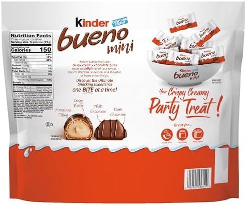 Kinder Bueno Mini Chocolate Bites with Crispy Wafer and Hazelnut Cream, Individually Wrapped, Party Pack, 23.8 oz