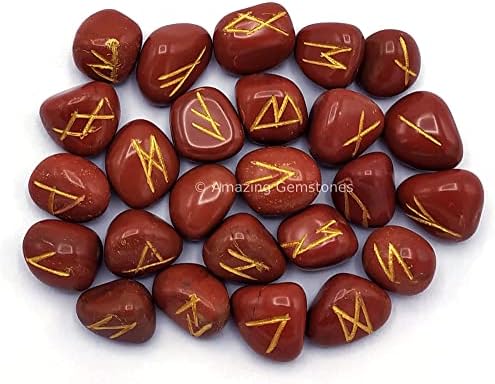 Amazing Gemstone Red Jasper Crystal Runes Set of 25 Engraved Rune Stones with Runes Book PDF