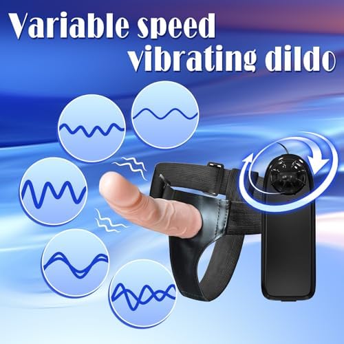 Strap On Vibrating Dildo for Men Vibrator with Variable Speed Vibration Remote Control Adjustable Strap on Harness Hollow Penis Enlarger G Spot Clitoral Stimulation Adult Sex Toy for Women Couples
