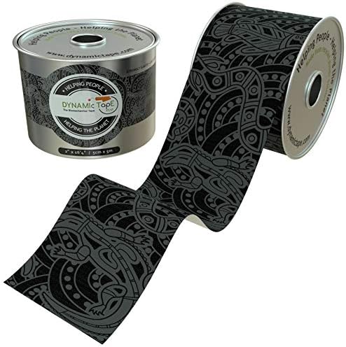 Dynamic Tape Eco - Biomechanical Athletic Tape Made from Recycled Materials | 4 Way Stretch & Stronger Recoil Than Kinesiology Tape | for Sports, Muscle & Joint Load Management | 2" Black/Grey 6pack