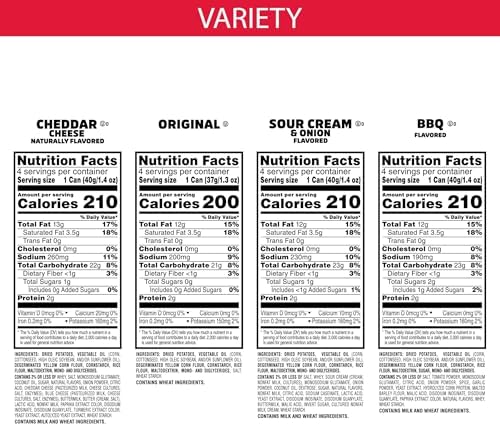 Pringles Potato Crisps Chips, Lunch Snacks, Office and Kids Snacks, Grab N' Go, 1.38 Pounds, Variety Pack (16 Cans)