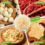 Wanhua Hall Snow Fungus Soup with Lotus Seed & Lily Buds Freeze Dried 5.64 oz/160g (10 packs x16g) 1-Minute Chinese Food White Fungus Soup Quick-Cook Breakfast Non GMO, Vegan 银耳羹 冻干莲子百合银耳羹