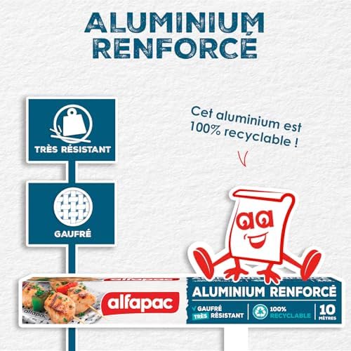 ALFAPAC - Embossed aluminium 10M - Resistant - Oven and barbecue - Made in France