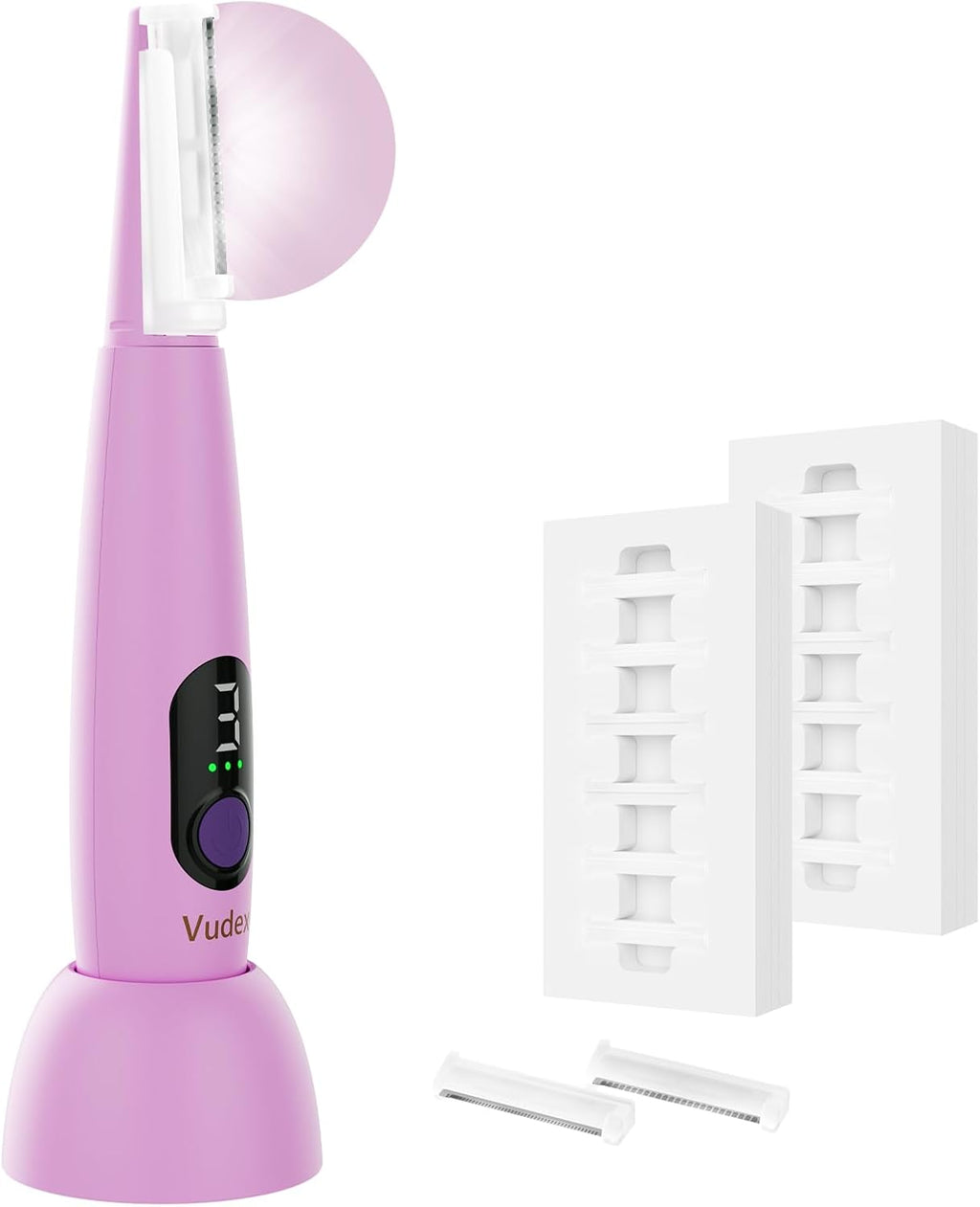 Sonic Dermaplane Razor for Women Facial Peach Fuzz Remove - Facial Hair Removal Kit with 12 Blades, 3 Speeds & LED Light
