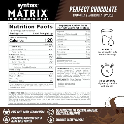 Syntrax Nutrition Matrix - Sustained-Release Protein Blend, Perfect Chocolate 5 lbs.