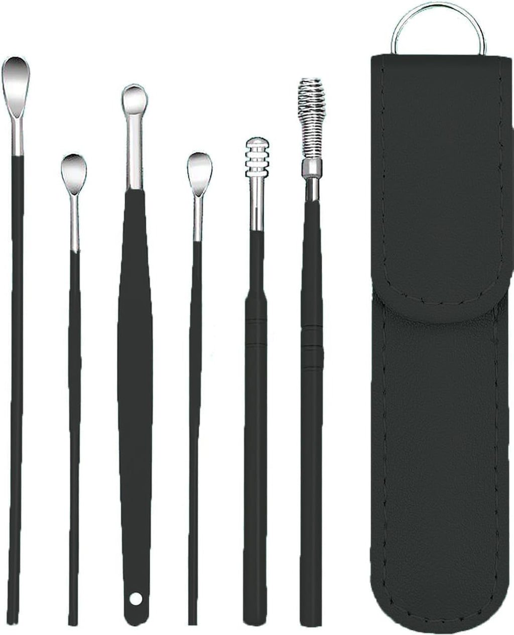 6 Pcs Ear Wax Removal Kit,Ear Cleaner Tools: Mini Portable Ear Scope with Stainless Steel 360° Spiral Ear Massage Cleaning Tool for Adults Kids - Ear Wax Remover with Storage Box