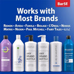 Bar5F 1-Liter Pumps for Shampoo and Conditioner Bottles for 33.8-Ounce Professional Salon Brands (White & Black)