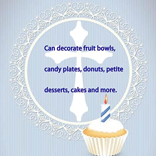 Labakita 24 Pcs Christening Crosses Cupcake Toppers, God Bless Cupcake Toppers, First Communion, Baby Shower, Baby Baptist Cupcake Decor, First Communion Party Decorations (Gold)