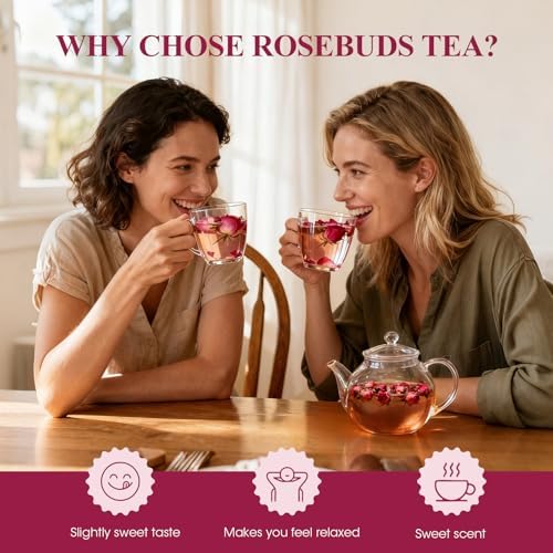 MQUPIN Rose Bud Tea - Dried Red Rose (100% Natural, Pure Flower, Edible Buds, Culinary, Food Grade) - Red Rosebud (90g)