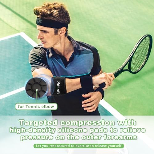 Tennis Elbow Brace for Men Women, Adjustable Elbow Strap for Tendonitis with Compression Pad, Golfers Elbow Brace for Pain Relief, Arm Forearm Brace Bands - Black 1 Pack