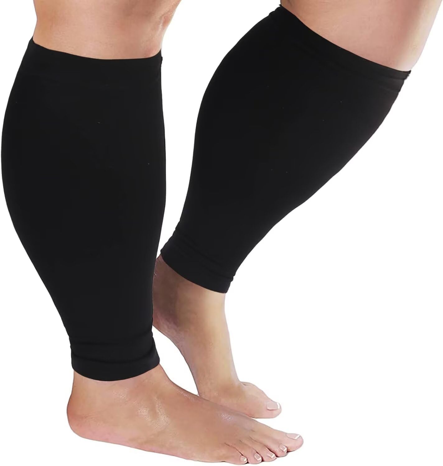 Plus Size Compression Sleeves for Calves Women Wide Calf Compression Legs Sleeves Men 4XL, Relieve Varicose Veins, Edema, Swelling, Soreness, Shin splints, for Work, Travel, Sports and Daily Wear