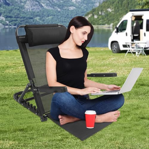 Adjustable Bed Backrest with Armrest - 8 Angle Positions, Heavy Duty 330lbs, Portable Foldable Design, Steel Frame & Oxford Fabric for Reading, Watching TV, Elderly (Black)