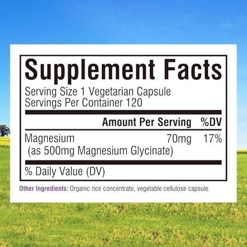 Innate Vitality Magnesium Glycinate 500mg | 70mg Elemental Magnesium Supplement - High Absorption, Non Buffered, Non-GMO & No Gluten - Vegan - Nerve Health - 120 Capsules (Pack of 1)