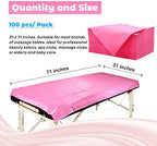 100pcs Massage Table Sheets, Disposable Bed Sheets Soft Non woven Fabric Spa Bed Sheets Breathable For Massage Beauty Salon Eyelash Wax Tattoo Bed Covers, 31" x 71" Pink