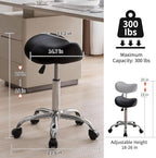 FIRAVOE Saddle Stool, Swivel Saddle Stools with Wheels, Adjustable Rolling Stool 18"-26", Faux Leather Rolling Saddle Stool for Salon, Massage, Clinic, Lab, Office (Black, 1PCS (18"-26"))