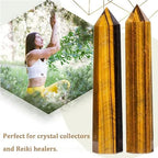 Natural Tiger Eye Stone Crystal Point Wand 5.9 Inch Reiki Healing Crystal Wand for Reiki Chakra Balancing Meditation & Spiritual Energy Therapy(5.9inch Wand Tiger Eye Stone)