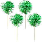 Gyufise 30Pcs Foil Firework Cupcake Toppers Sparkle Tinsel Cake Toppers Tinsel Drink Cake Decoration Cocktail Picks for Birthday Wedding Graduation Party Supplies Dark Green
