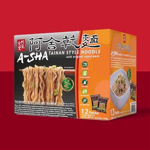A-Sha Healthy Ramen Noodles - Original Sauce Pack Included, Premium Air Dried Instant Noodles - 24 Packs, 3.35oz each