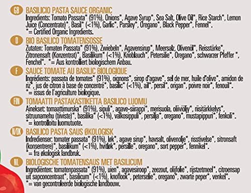 Biona Organic Basilico Tomato and Basil Pasta Sauce 350 g (Pack of 6)