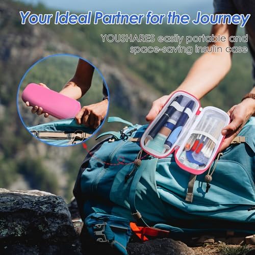 YOUSHARES Insulin Cooler Travel Case, GLP-1 Diabetic Medicine Cooling Bag for Zepbound for Mounjaro Pen, Refrigerated Diabetes Supplies Organizer with 2 TSA Approved Ice Pack