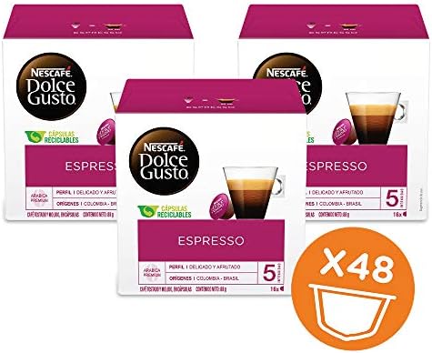 NESCAFÃ‰ Dolce Gusto Coffee Capsules Espresso 48 Single Serve Pods, (Makes 48 Cups) 48 Count