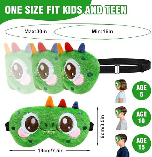Sleep Mask for Kids, Cute Cartoon Plush Sleeping Eye Cover Green Kawaii Soft Eye Mark with Adjustable Strap Fuffy Animal Eye Blindfold for Kids Boys Girls Teens, Kids Travel Nap Sleeping Mask
