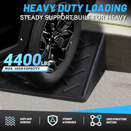 Rubber Curb Ramp, 4" Rise Height 2 Pack, Heavy-Duty 2 T Capacity Threshold Ramps, 39.4" L x 9.8" W Driveway Ramps for Cars, Wheelchairs, Bikes, Motorcycles