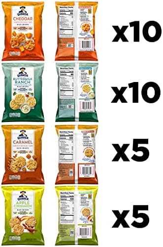 Quaker Rice Crisps, Gluten Free, 4 Flavor Sweet and Savory Variety Mix, Single Serve, 30 count