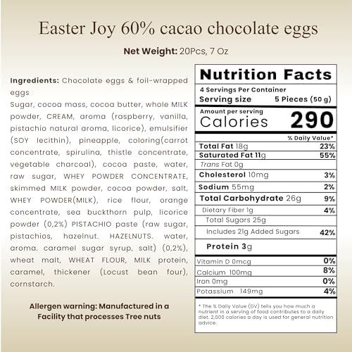 ANDY ANAND CHOCOLATIER Unwrap Easter Joy 20 delicious 60% cacao chocolate eggs filled with creamy praline. 10 foiled for hunts & 10 for snacking. Inspire imagination & sweet family memories and Fun 7 oz