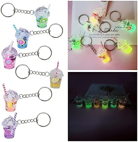 Bubble Tea Keychain KawaiiCar Backpack Keyring Bag Pendant Couple Cup Pendants with Keychain Rings,Metal+Plastic