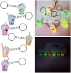 Bubble Tea Keychain KawaiiCar Backpack Keyring Bag Pendant Couple Cup Pendants with Keychain Rings,Metal+Plastic