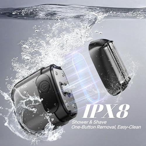 Electric Foil Shaver for Men,Compact 3D Floating Shaving Heads, Electric Razor for Men,IPX8 Waterproof, USB-C Fast Energy, 90-Min Runtime,LED Info Display, Wet/Dry Adaptability, Travel Lock Deep Gray