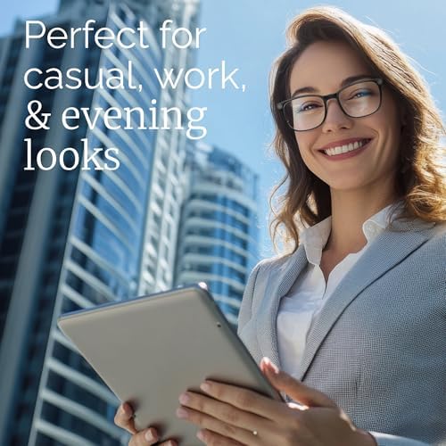 CCVOO Stylish Print Reading Glasses - Blue Light Filter and UV Protection, Square Frames - Readers for Women