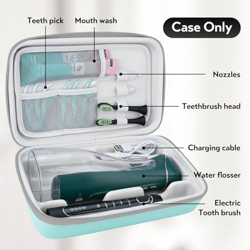 Water Flosser Travel Case, Portable Oral Irrigator Organizer, Sturdy Storage Case for Flosser, Electric Toothbrush, Toothpaste and Irrigator Accessories (Case Only) - Green