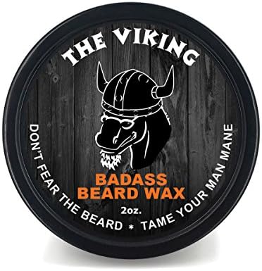 Badass Beard Care Beard Wax For Men - The Viking, 2 oz - Softens Beard Hair, Leaves Your Beard Looking and Feeling More Dense