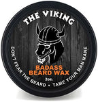 Badass Beard Care Beard Wax For Men - The Viking, 2 oz - Softens Beard Hair, Leaves Your Beard Looking and Feeling More Dense