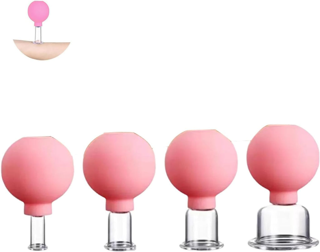 Facial Cupping Therapy Set Plastics, Eye Face Vacuum Massage Anti Cellulite Cup - Silicone, for Beauty Body Cup Lymphatic Fascia(Rose)