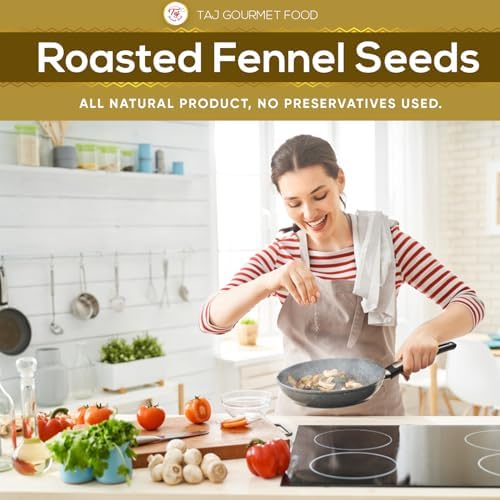 TAJ Roasted Fennel Seeds, Roasted Saunf, 7oz (200g)