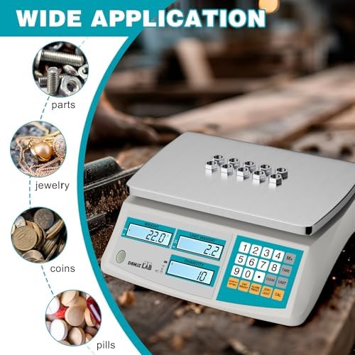 Industrial Counting Scale 30kg/66lb x 0.1g Digital Inventory Counting Scale High Precision Electronic Gram Scale with Battery DC/AC Power for Parts Jewelry Coins (g/kg/lb/oz)
